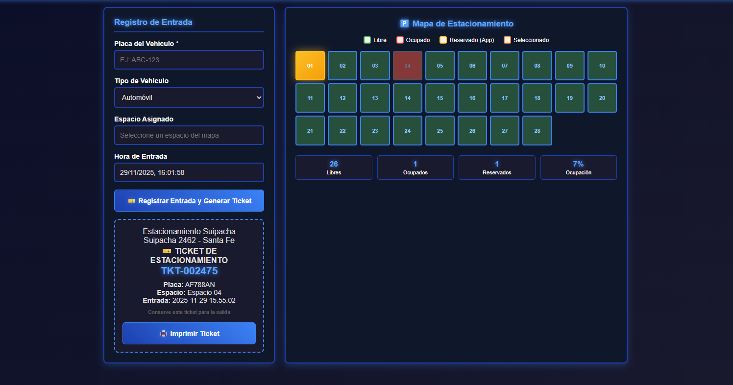 Control de entrada con mapa de estacionamiento
