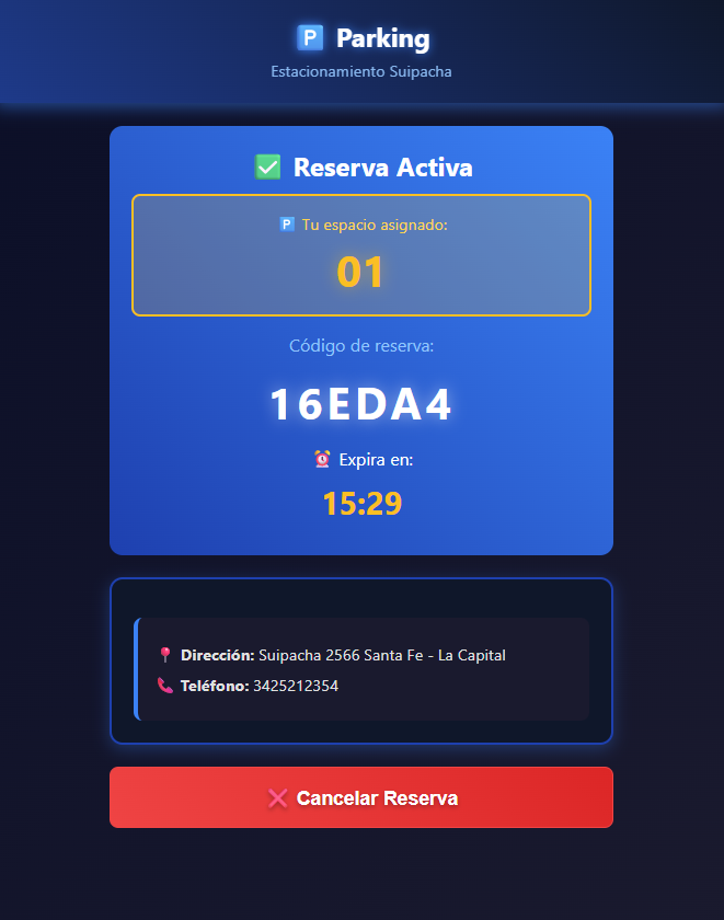 Sistema de reservas desde la aplicación móvil