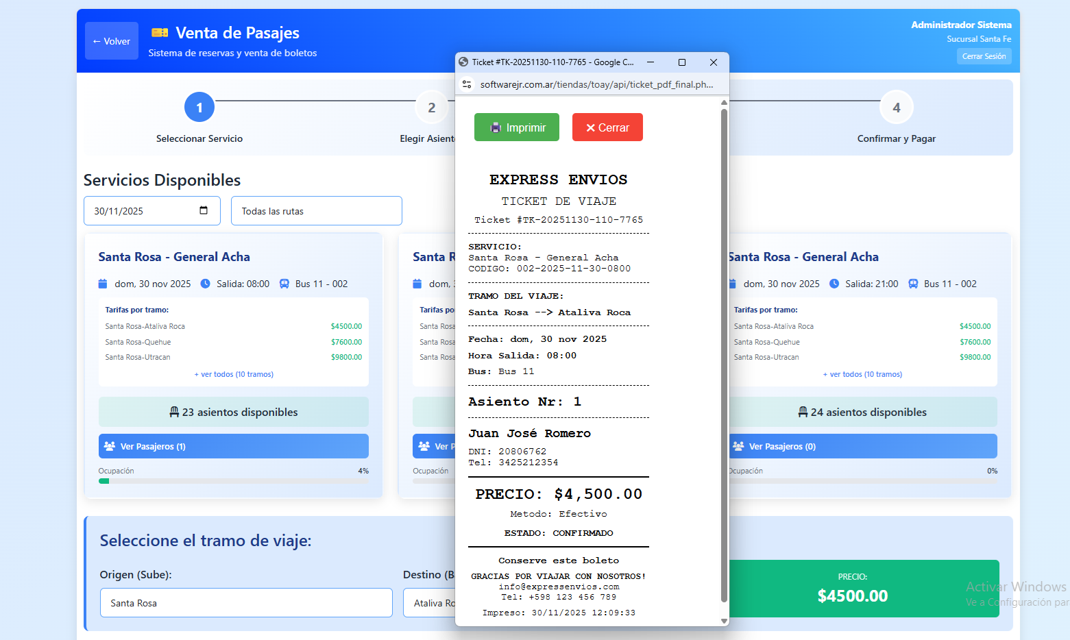 Mapa de asientos con disponibilidad en tiempo real